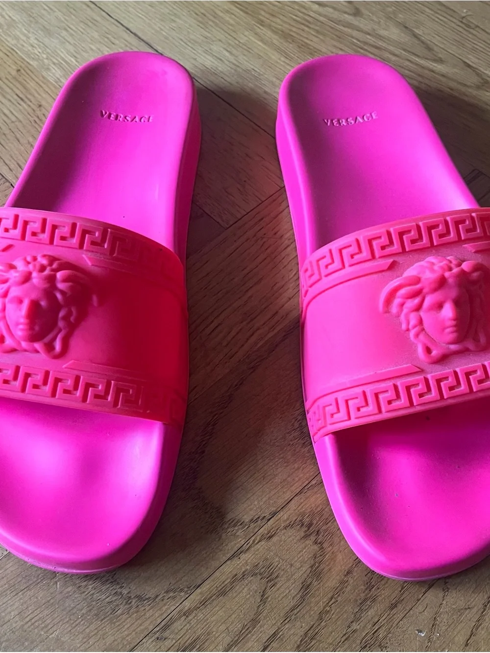 Versace Hot Pink Medusa Slide Sandals